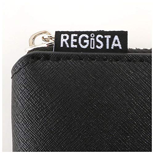 [Register] Men's Bifold Mini Wallet with Box-Shaped Coin Purse and Zipper, Saffiano, Black, Free Size