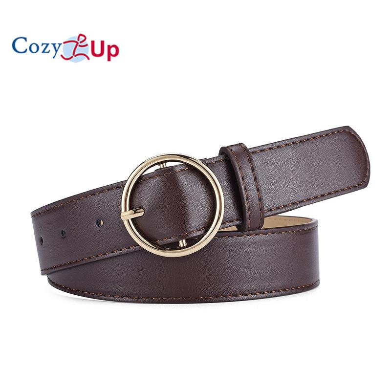 Round Buckle PU Leather Belt Women's Jeans All-match Decorative Belt