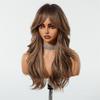 Synthetic Mix Brown Highlight Wig Long Curly Hair Natural Wave Wig for Women Lady Daily Halloween Party Regualr Wig