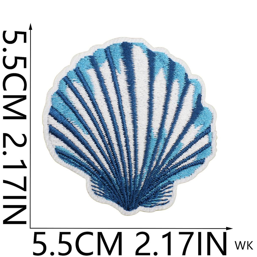 2025 New Patches 10 Pcs Blue Seashell Crab Embroidered Patches Iron On Clothing Hat Bag Shoe Repair Phone Gift Box Decor DIY
