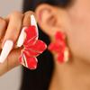 Enamel Flower Stud Earrings for Women Red Green White Color Girl Korean Delicate Daily Life Minimalist Jewelry