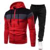 Red 2025 Autumn Winter New Zipper Hoodie +Pants Men Casual Cotton Warm Sweatshirts Jogging Suit