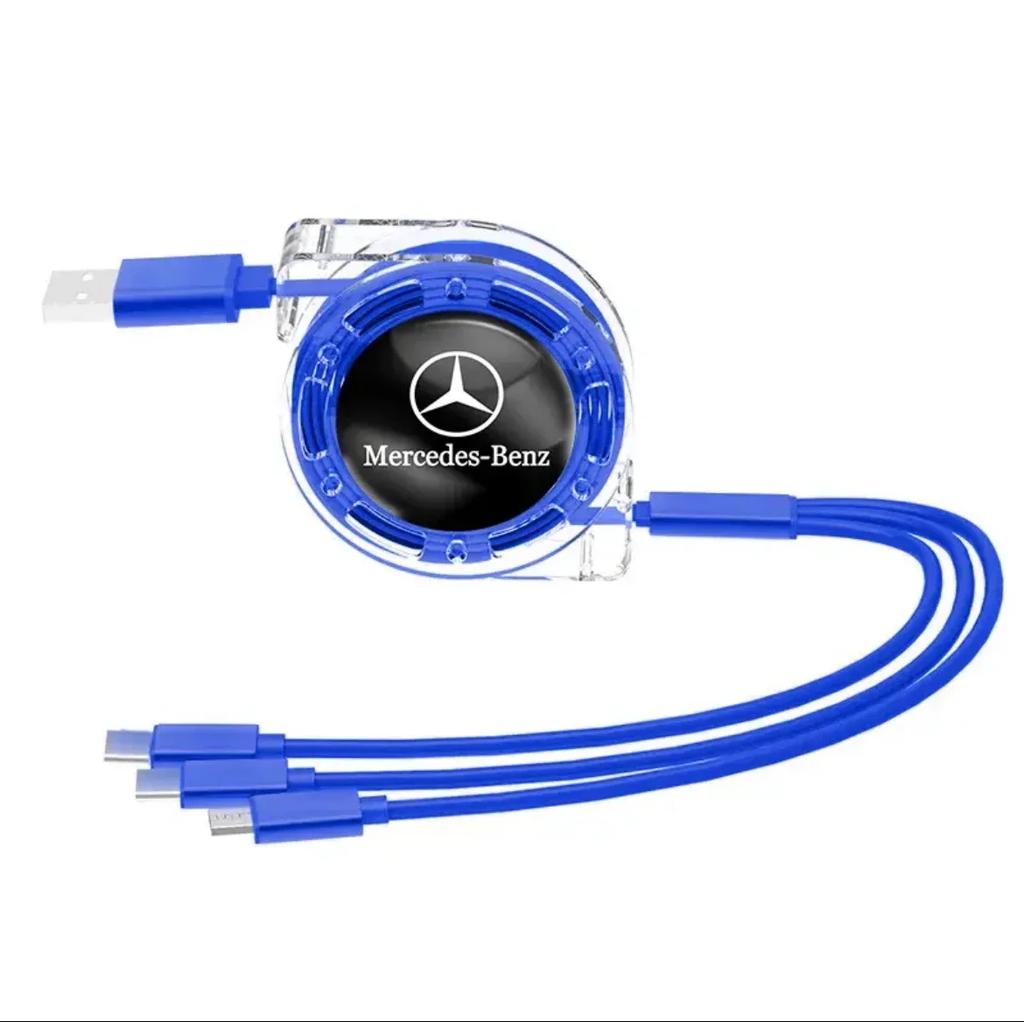 CRB1 Car 3 In 1 Fast Charging Cable Type C Micro USB Charger Wire For Mercedes Benz AMG GLC GLE GLB GLS W204 W205 W203 W211 W212 W213