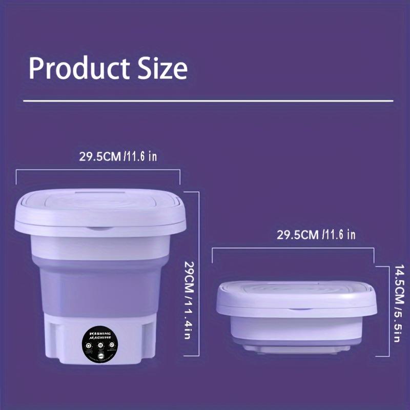Портативная складная мини-стиральная машина объемом 8 л, компактная, легкая и энергоэффективная для деликатных тканей, нижнего белья и носков