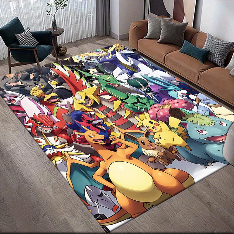 Pokemon Collection Square Area Rug, Non-Slip Floor Mat for Living Room, Perfect Gift for Fans.chl
