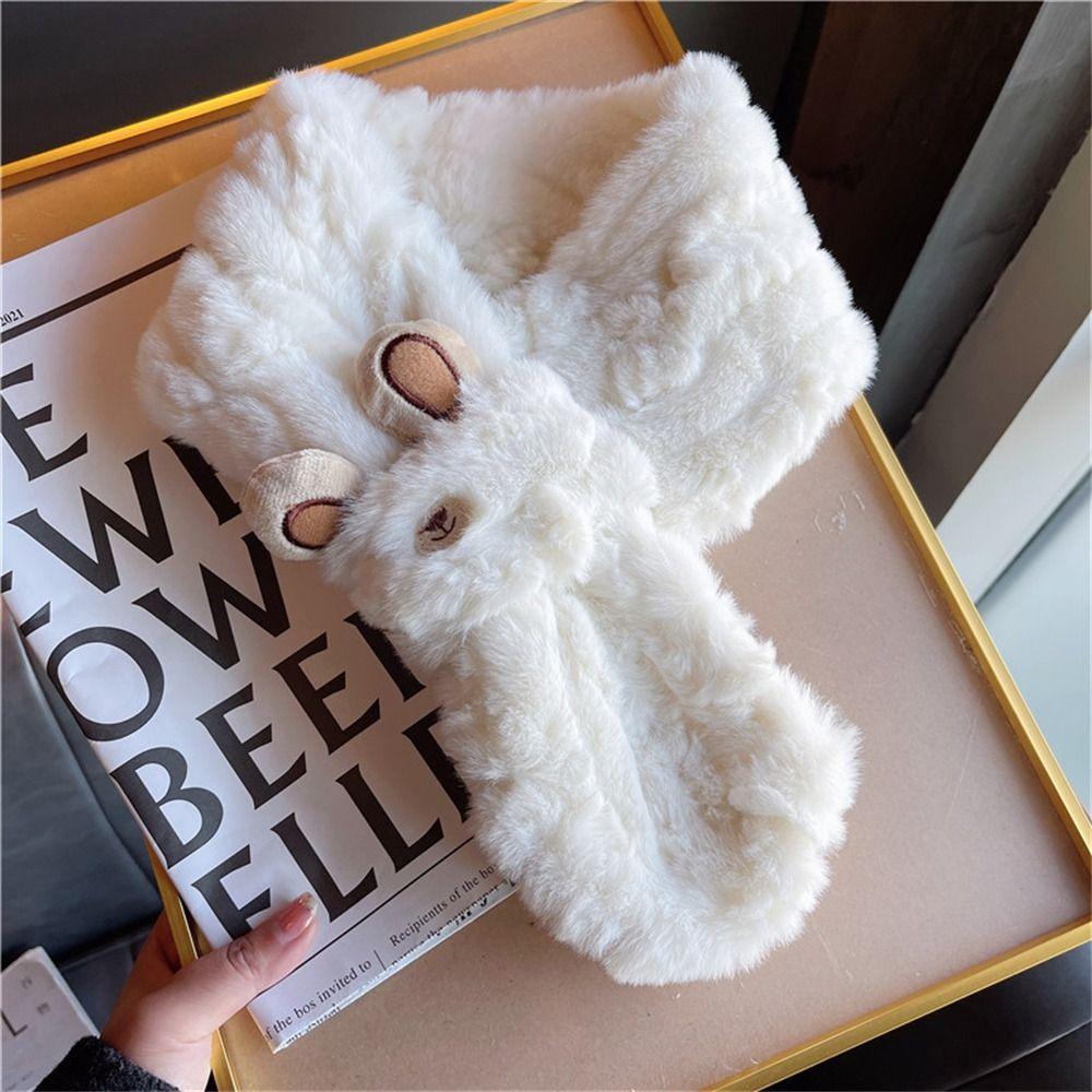 Thicken Warm Cross Scarves Faux Fur Neck Wrap Scarf Cute Shawl Winter