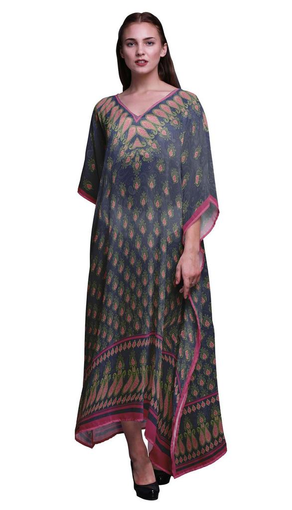 Phagun Floral & Paisley Ladies Kaftan Holiday Loungewear Maxi Dress Beach