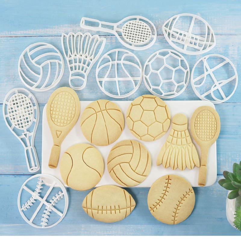 Sports Ball Baking Cutter Non-Toxic Easy Demold Rugby Tennis Football Shaped Mold for Kids Baking Class Activity
