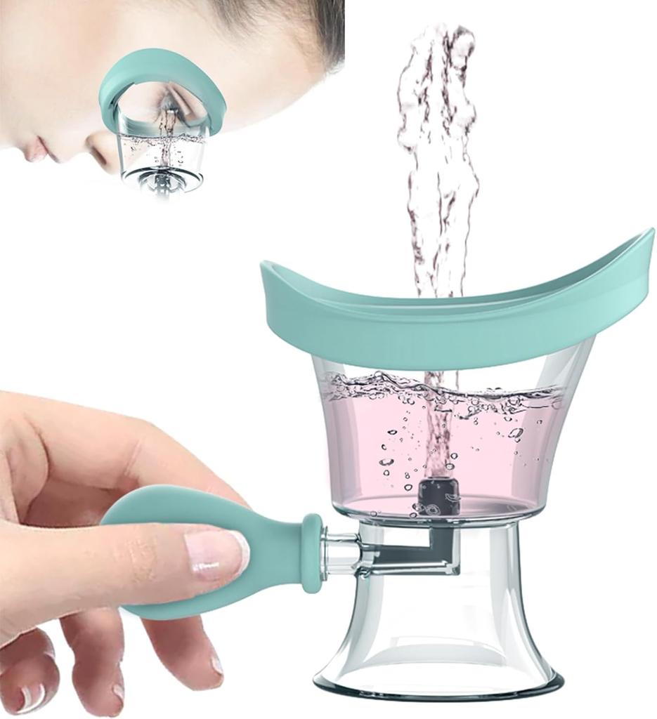 Eye Wash Cup, Silicone Manual Air Pressure Eye Wash Kit- Blue