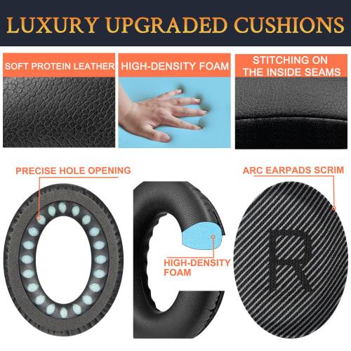 SoloWIT Replacement Ear Pads and Cushions for Bose QuietComfort 35 & 35ii (QC35 & QC35ii) Headphones, Sound-Isolating Soft Leather and High-Density Fo
