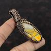 Подвеска из драгоценного камня Bumble Bee Jasper, подвеска из медной проволоки, уникальная медная бижутерия, элегантная подвеска ручной работы, подвеска из проволоки, подарок для него