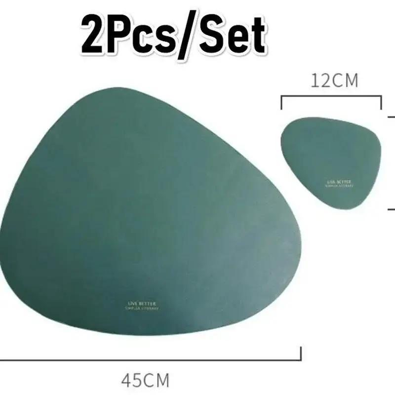 Tableware Pad Placemat Table Mat PU Leather Heat Insulation Non-Slip Simple Placemats Disc Coaster Placemat For Dining Table