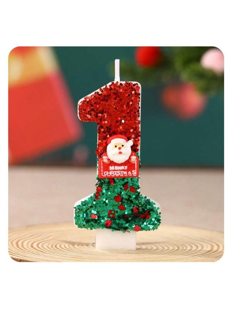 Christmas 0-9 Number Candle 3D Page Cartoon Character Children Party Cake Plug-in Birthday Cake Decoration Gift