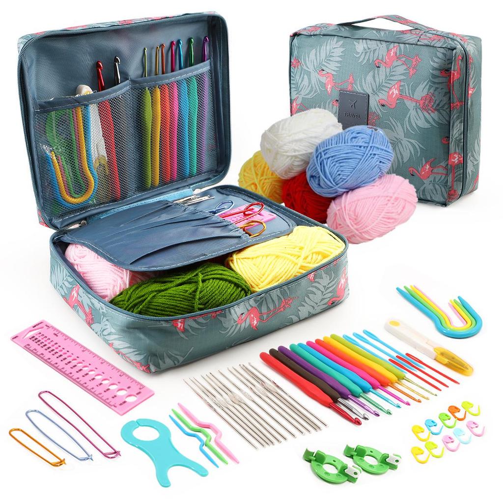 Beginner Crochet Kit with Multi-color Storage Bag and Yarn Accessories