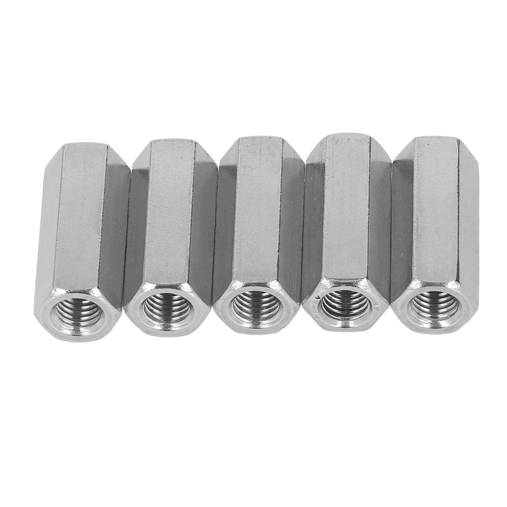 5PCS Hex Coupling Nuts 304 Stainless Steel Thread Connection Nut for Bolt Stud Machine Screws