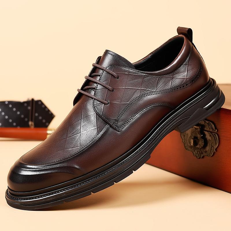 Кожаная обувь мужская 2025 осень новая шнуровка формальная мужская обувь британский стиль обувь жениха для свадьбы 2025