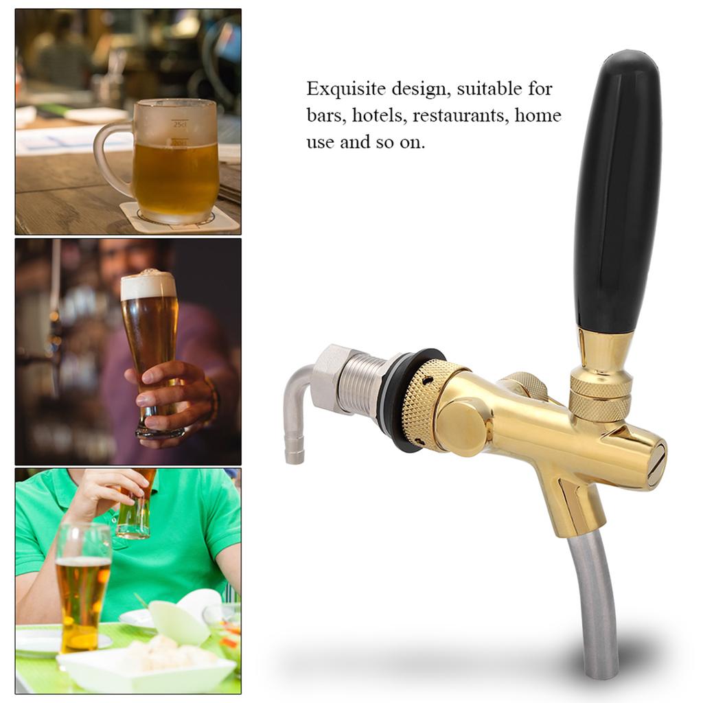 G5/8 Chrome Plating Stainless Steel Adjustable Beer Dispenser Tap Faucet  for Home Bar(Gold)