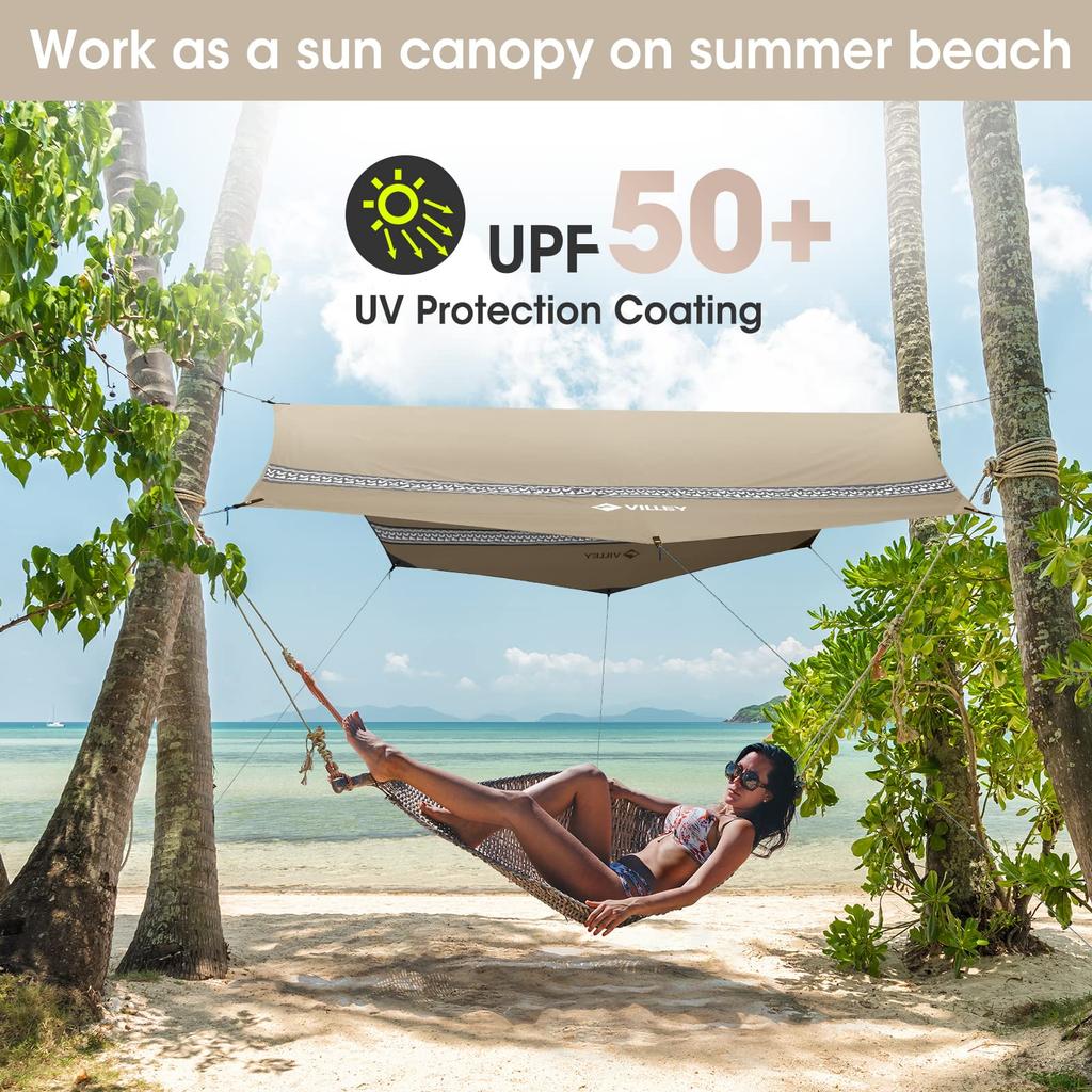 VILLEY Палатка от солнца для кемпинга, ПУ, огнестойкая, защита от УФ-лучей, чехол для хранения тепла в комплекте, тент, тент, укрытие, тент, навес, 3,5x3 м, покрытие, материал,