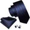 Мужской крутой полосатый галстук Barry.Wang, 8 видов дизайна, черный, синий, бирюзовый галстук, набор карманных квадратных запонок