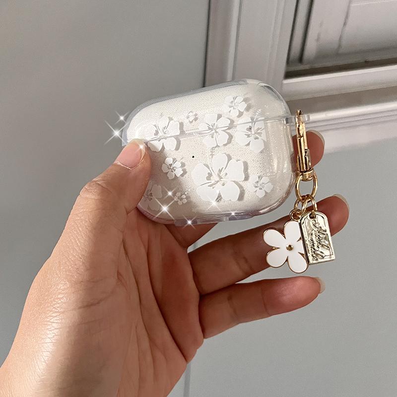 Модный Мягкий Силиконовый Чехол для AirPods 3 pro2rd Милый Прозрачный Белый Цветок Подвеска Чехол для Наушников для Apple AirPod Pro 2 Наушники