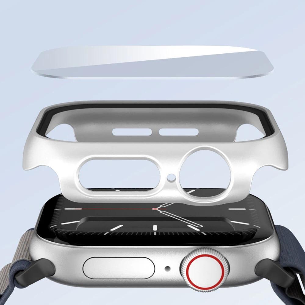 Закаленное Стекло+Чехол Для Apple Watch 42мм 46мм 45мм 44мм 41мм 40мм Жесткий ПК Защитный Чехол на Экран iWatch Серии 11 10 9 8 7 6 SE3
