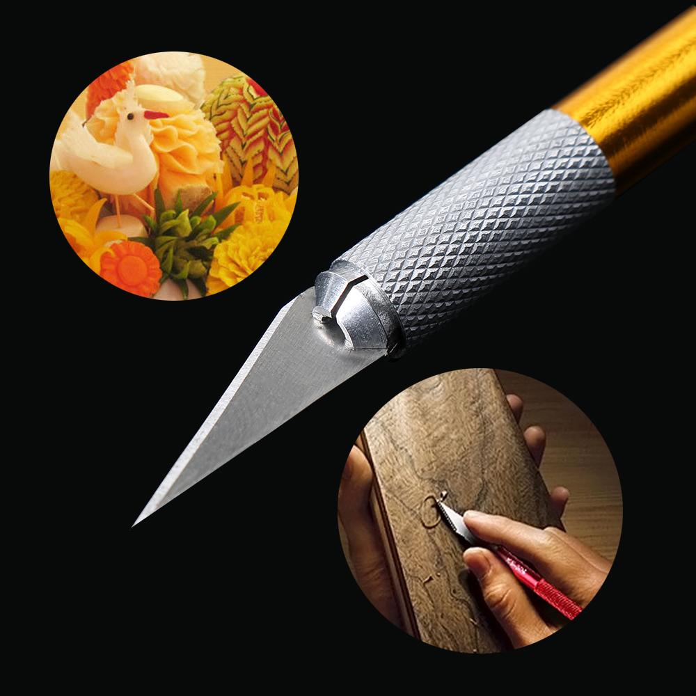 Sculpture Carving Pastry Tools Metal Scalpel Engraving Cutter with 6pcs Blade Non-slip Knife