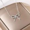 Fashion Rhinestone Bow Pendant Necklace for Women Exquisite Zircon Bowknot Choker Necklaces Office Party Jewelry Lady Gifts