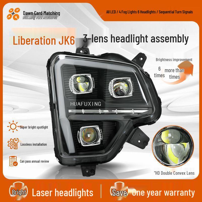 Светодиодная фара Qingdao Jiefang JK6 Super Bright со светодиодами, трехлинзовым лазером и эффектом бегущего огня