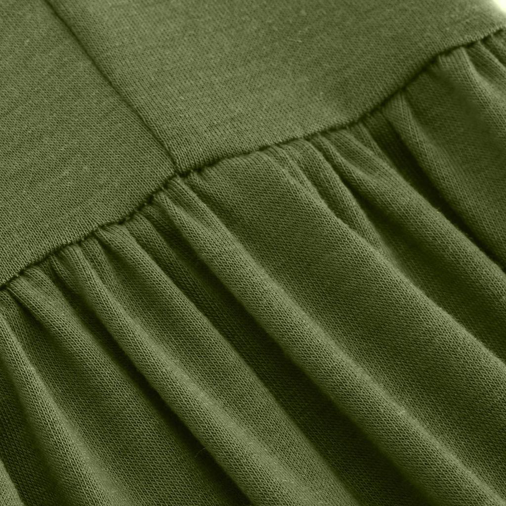 Women's Summer Casual Short Sleeve Crewneck Swing Dress Flowy Tiered Maxi Beach Dress With Pockets