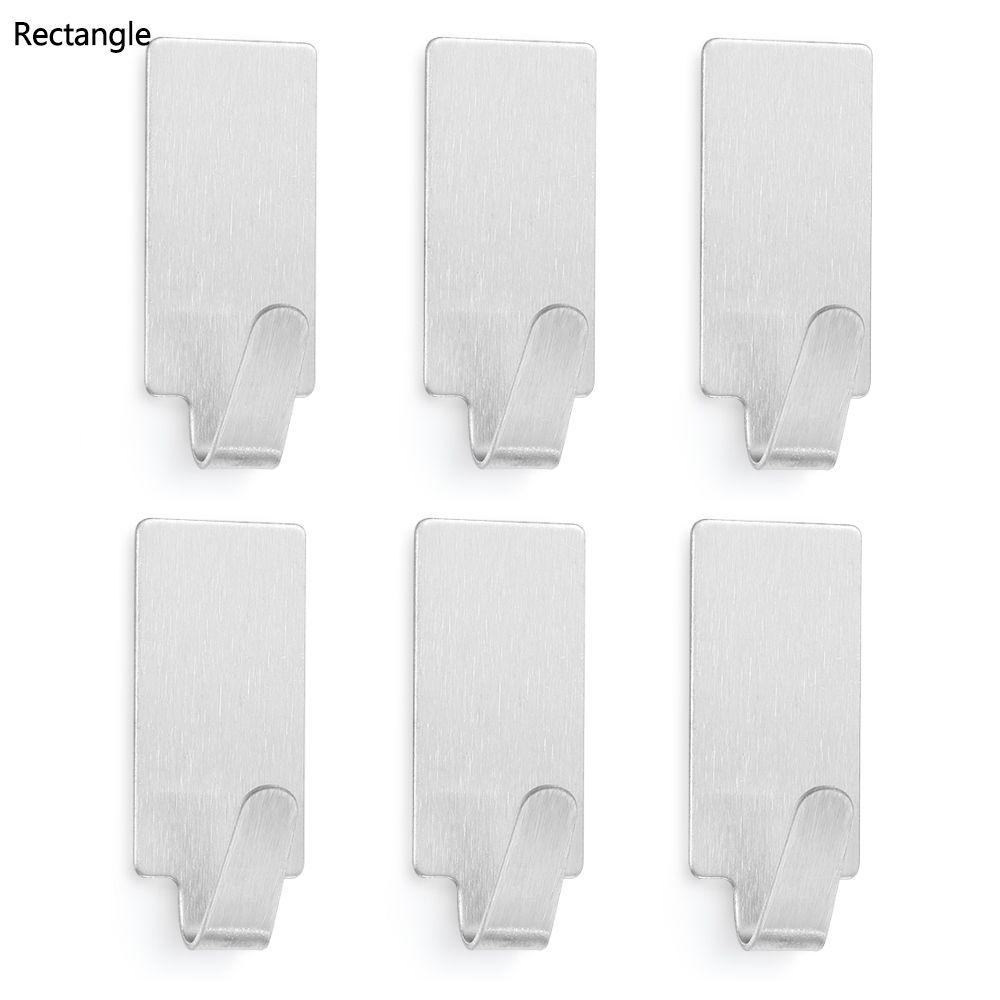 6 шт. Домашнее хранение Кухня Прочные липкие настенные крючки из нержавеющей стали Самоклеящаяся вешалка для одежды