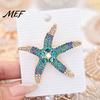 Sea Animal Brooch Vintage Rhinestone Starfish Brooch, Ocean Metal Lapel Pin, Pins Jewelry for Suit Dress Coat Scarf Beach Party Accessory