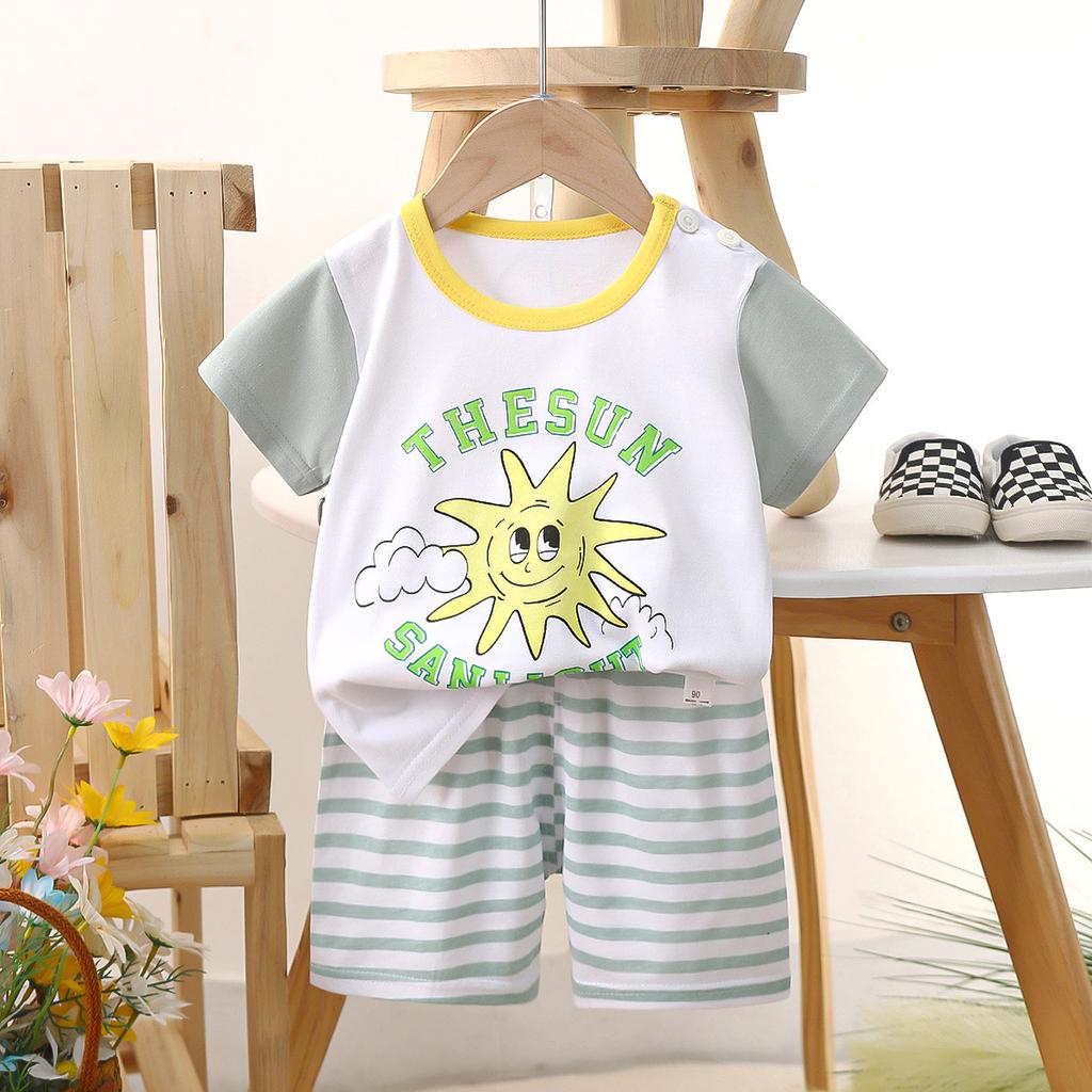 Children's Casual Short-sleeved Summer Cotton T-shirt Set for Boys and Girls