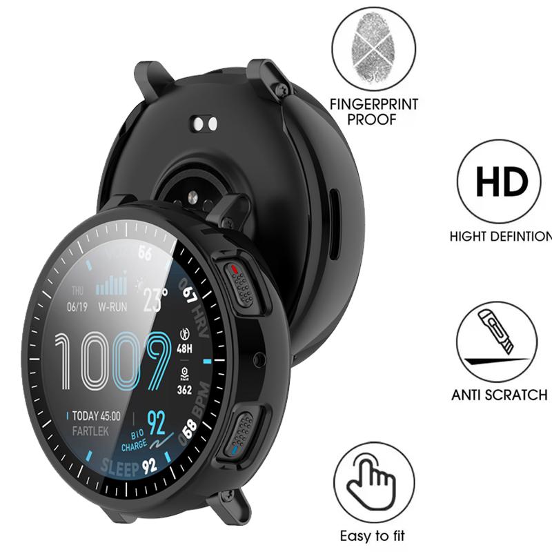 Чехол для ПК + Закаленное стекло для Amazfit Active Max Защитное стекло для экрана Защитный чехол для Amazfit Active Max Чехол-оболочка Аксессуары