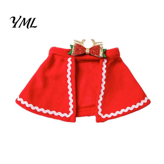 Cat Party Clothes Pet Christmas Cape with Bow, Red Cloak for Small Medium Dogs & Cats, Holiday Apparel Outfit White Wavy Trim, Festive Costume Pets