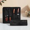 Сумка-свертка для хранения ножей - Портативный черный тканевый чехол с множеством отделений для кухонных ножей, столовых приборов, инструментов для улицы