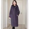 Winter New Imitation Mink Fur Coat Hooded Medium and Long Fur Coat Thickened Fur Integrated Knee Loose