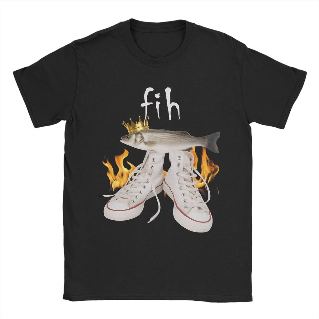 Novelty Fih Shoes Funny Fish Meme TShirt Unisex O Neck Cotton T Shirts  Short Sleeve Tee Shirt Gift Idea Clothes