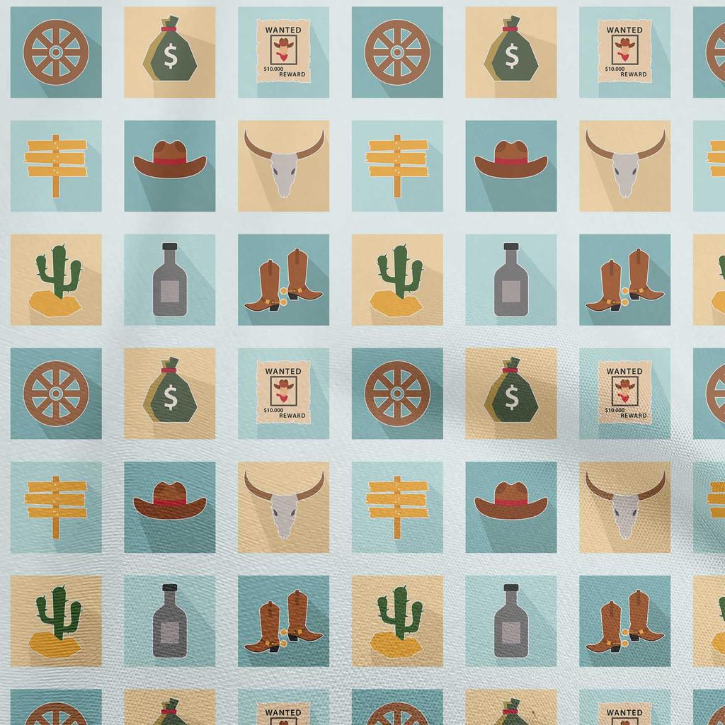 oneOone Cotton Poplin Gray Fabric Cowboy Quilting Supplies Print Sewing Fabric By The Yard 42 Inch