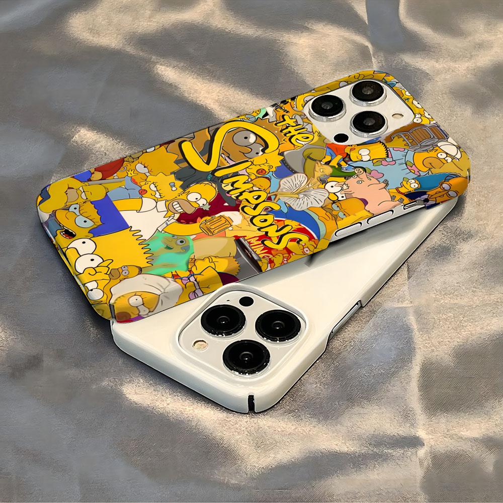 Disney Funny Cartoon Homer Simpson Family Phone Case Luxury For IPhone 16 15 14 13 12 11 Plus Pro Max Mini Glossy HD Hard Film S