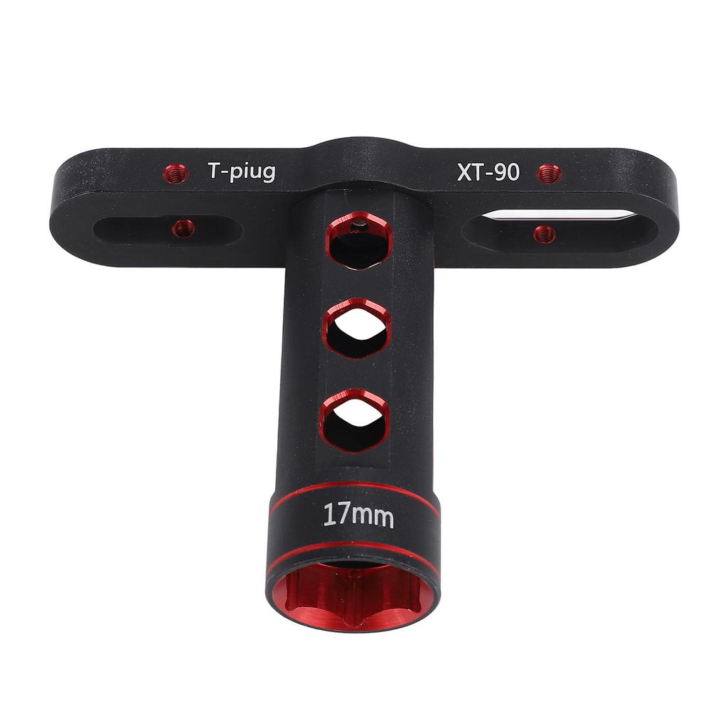 1 10 RC Car Tool 17mm Hex Adapter Wheel Wrench Aluminum Alloy XT90 T Plug Hex Socket Wrench Red Black