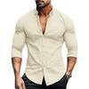 Men S Solid Long Sleeve Casual Waffle Dress Shirt
