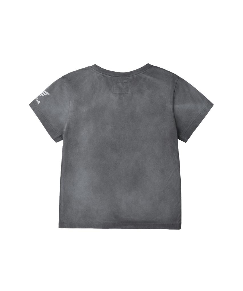 PHYPS MOTORCYCLE Womens Vintage Ride Washed Crop Tee Charcoal