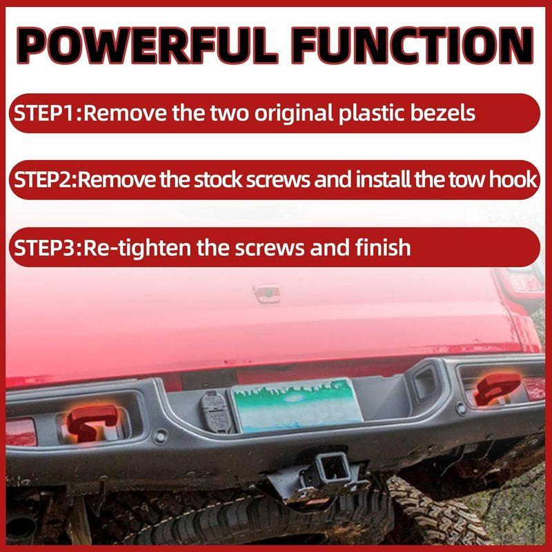 Red Rear Tow Hook Right Side or Left Side for Jeep Gladiator JT 3.0L 3.6L 2020-2024 Replace 68334733AA 68334733AB 70304021TA