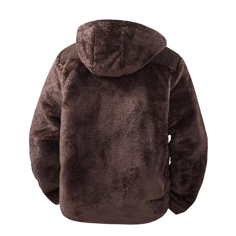 Mens Winter Fleece Hooded Puffer Jacket Thick Warm Loose Casual Coat Teens