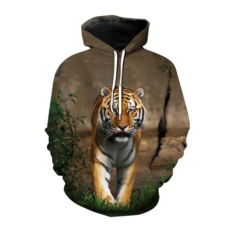 2023 Новые мужские спортивные толстовки с капюшоном с 3D принтом тигра и пейзажа, свободная толстовка с длинным рукавом, свитер с капюшоном