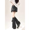 Used [New] [YEMOCILE] Harajuku Punk Leg Warmers Women's Distressed Belt Loose Socks Star Pattern Denim Leg Cover Y2K Landmine Gothic Ribbon Cute