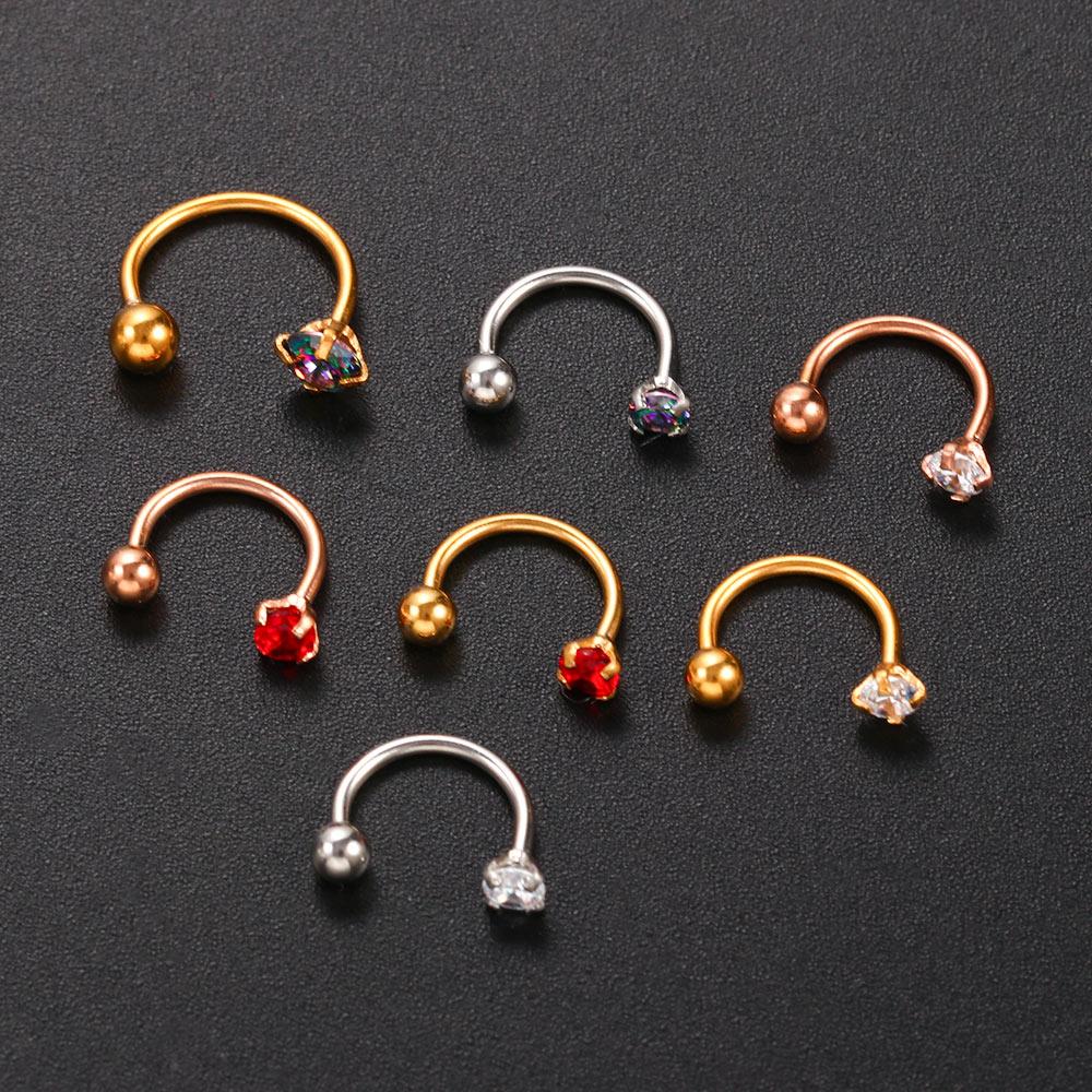 Jewelry 6mm/8mm Stainless Steel Cubic Hoop Cartilage Ring Nose Ring Ear Piercing