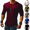 O-neck Long Sleeves Solid Color Men Top Outdoor Sport Elastic Slim Fit Autumn T-shirt