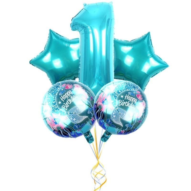 5 шт./набор воздушных шаров «Русалочка» Воздушные шары из фольги с золотыми цифрами для украшения детского дня рождения AVE
