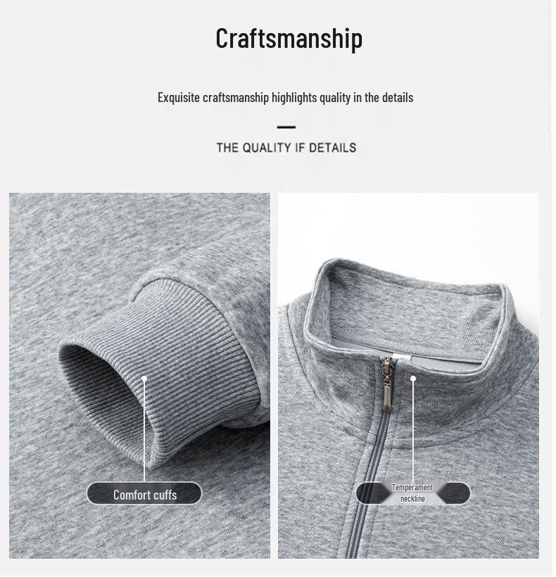 Мужская куртка из гребенного хлопка с воротником-стойкой, осень 2025: Повседневный спортивный кардиган-свитшот однотонного цвета